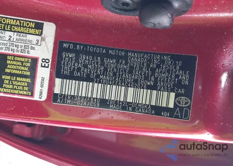 2010 Toyota Corolla из США, поврежденный, VIN 2T1BU4EE6AC462076